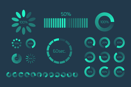 Futuristic Progress loading bar. Set of indicators. Download progress, web design template, interface upload. Vector illustration.のイラスト素材