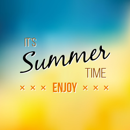 Summer Time logo Template. Vector Typographic Design Label. Summer Holidays lettering. Summer party, Enjoy The Summer, tropical paradise, sea, sunshine, weekend tour, beach vacation, adventure labelのイラスト素材