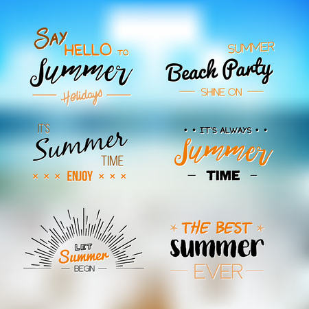 Set of Summer Time logo Templates. Isolated Typographic Design Label. Summer Holidays lettering for invitation, greeting card, prints and posters. Summer party Vector template. Enjoy The Summer.のイラスト素材