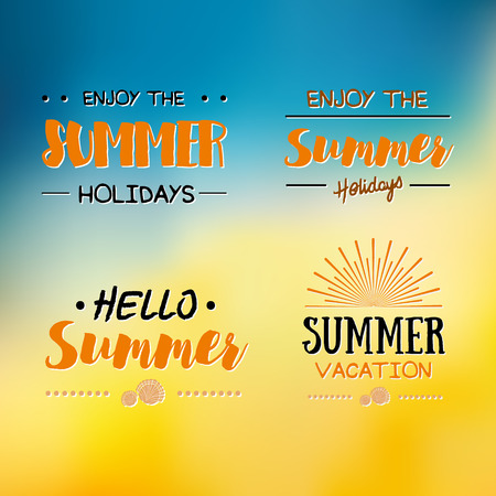 Vector summer background. Hello Summer vector illustration. Vector hand lettering inspirational typography poster hello summer. Summer fun. Summer fun quote. Handwritten summer lettering. Summer cardのイラスト素材