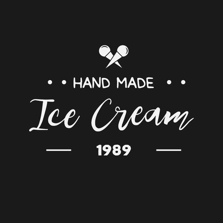 Ice Cream Design Badges and Labels. Vector Illustration. Ice Cream Logo design element. Retro label for Ice Cream Shop. Vintage Emblem Creamery. Ice Cream and Frozen Yogurt Logos. Summer badges.のイラスト素材