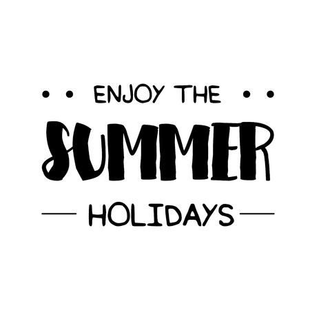 Summer Time logo Template. Vector Typographic Design Label. Summer Holidays lettering. Summer party, Enjoy The Summer, tropical paradise, sea, sunshine, weekend tour, beach vacation, adventure labelのイラスト素材