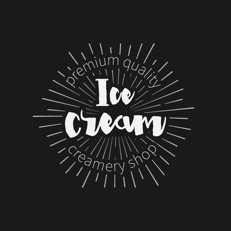 Ice Cream Design Badges and Labels. Vector Illustration. Ice Cream Logo design element. Retro label for Ice Cream Shop. Vintage Emblem Creamery. Ice Cream and Frozen Yogurt Logos. Summer badges.のイラスト素材