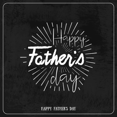 Happy Father's Day Retro calligraphic vector design element. Happy Father's Day Vintage Typographical Chalkboard design. Happy Fathers Day retro chalk lettering invitation labels with rays.のイラスト素材