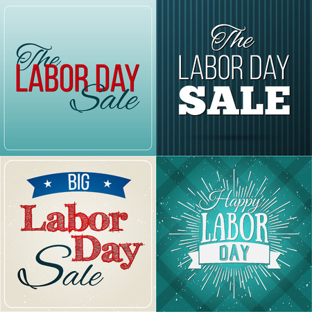 Set of Vector Illustrations Labor Day a national holiday of the United States. American Happy Labor Day design poster. Labor day sale promotion advertising banner design. American labor day wallpaper.のイラスト素材