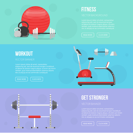 Fitness Training And Gym Club Banners Set Fitness Center Flyers