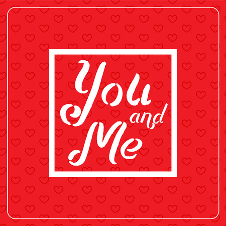 Happy Valentine's Day greeting card. Typography poster on cute red background with lovely hearts. Romantic lettering vector Illustration. 14 February dateのイラスト素材