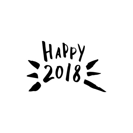 "Happy 2018" calligraphy template for Christmas greetings card design.のイラスト素材