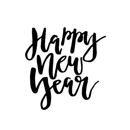 Merry Christmas card with calligraphy "Happy New Year". Template for Greetings, Congratulations, Housewarming posters, Invitations, Photo overlays. Vector illustrationのイラスト素材