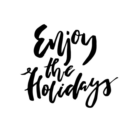 Merry Christmas card with calligraphy "Enjoy the Holidays". Template for Greetings, Congratulations, Housewarming posters, Invitations, Photo overlays. Vector illustrationのイラスト素材