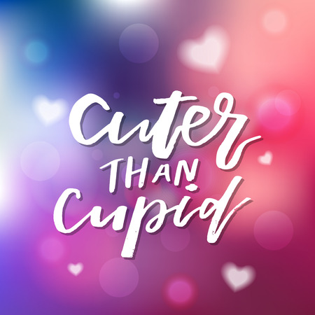 Cuter Than Cupid - Calligraphy for invitation, greeting card, prints, posters. Hand drawn typographic inscription, lettering design. Vector Happy Valentines day holidays quote.のイラスト素材
