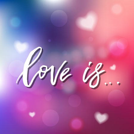 Love Is Calligraphy for invitation, greeting card, prints, posters. Hand drawn typographic inscription, lettering design. Vector Happy Valentines day holidays quote.のイラスト素材