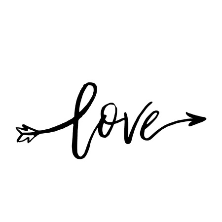 Happy Valentines day card with calligraphy text on white. Template for Greetings, Congratulations, Housewarming posters, Invitation, Photo overlay. Vector illustrationのイラスト素材
