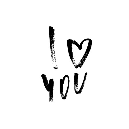 I Love You - Happy Valentines day card with calligraphy text on white. Template for Greetings, Congratulations, Housewarming posters, Invitation, Photo overlay.のイラスト素材