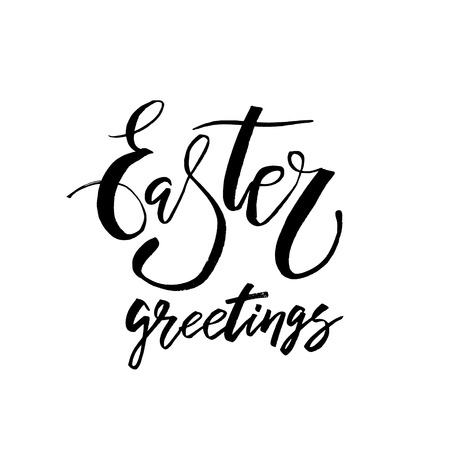 Happy Easter Greetings card with calligraphy text. Vector Template for Congratulations, Prints, Invitations, Photo overlays. Hand lettering design for Holiday Posterのイラスト素材