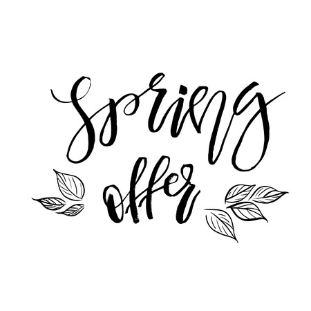 Special Spring Offer - Hand drawn inspiration quote. Vector typography design element. Spring lettering poster. Template for Flyers, banners, advertise, marketing, promotion.のイラスト素材