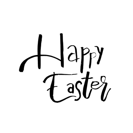 Happy Easter card with calligraphy text. Vector Template for Greetings, Congratulations, Prints, Invitations, Photo overlays. Hand lettering design for Holiday Posterのイラスト素材