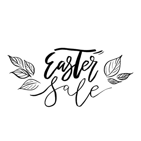 Easter Sale card with calligraphy text. Vector Template for Flyers, banners, advertise, marketing, promotion. Hand lettering design for Easter Holiday Posterのイラスト素材