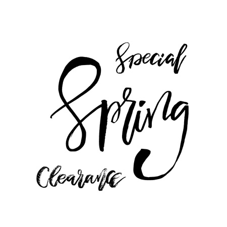 Special Spring Clearance - Hand drawn inspiration quote. Vector typography design element. Spring lettering poster. Template for Flyers, banners, advertise, marketing, promotion.のイラスト素材