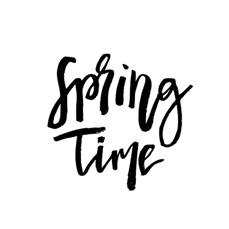 Spring Time - Hand drawn inspiration quote. Vector typography design element. Spring lettering poster. Good for t-shirts, prints, cards, banners.のイラスト素材