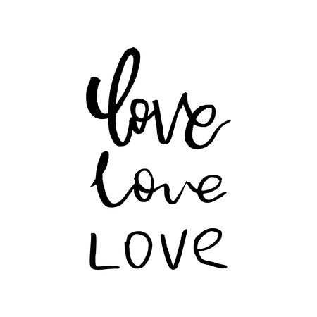 Love Is - Happy Valentines day card with calligraphy text on white. Template for Greetings, Congratulations, Housewarming posters, Invitation, Photo overlay. Vector illustration.のイラスト素材