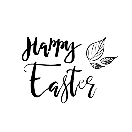 Happy Easter card with calligraphy text. Vector Template for Greetings, Congratulations, Prints, Invitations, Photo overlays. Hand lettering design for Holiday Posterのイラスト素材