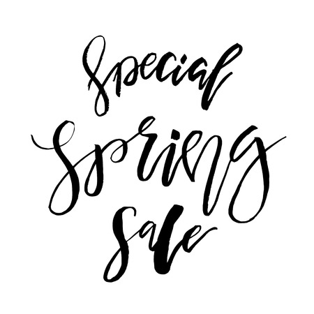 Special Spring Sale - Hand drawn inspiration quote. Vector typography design element. Spring lettering poster. Template for Flyers, banners, advertise, marketing, promotion.のイラスト素材