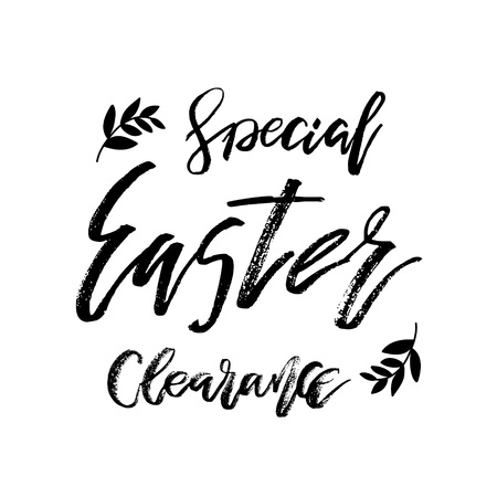 Special Easter Clearance card with calligraphy text. Vector Template for Flyers, banners, advertise, marketing, promotion. Hand lettering design for Happy Easter Holiday Posterのイラスト素材