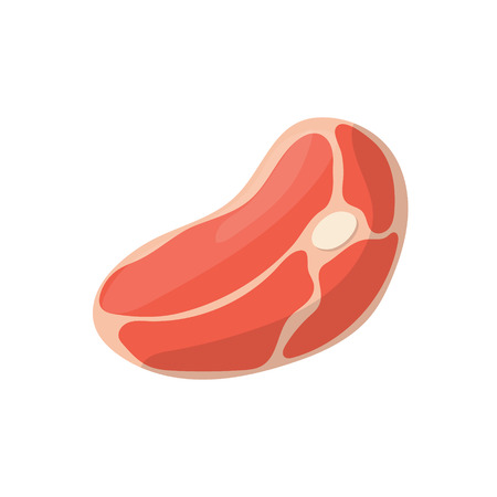Peace of raw red meat (beef, pork, lamb) with bone vector icon. Healthy Paleo eating cartoon illustration isolated on white background.のイラスト素材