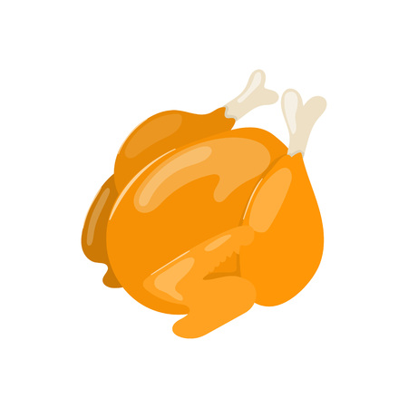 Whole Roasted Chicken vector icon. Healthy Paleo eating cartoon illustration isolated on white background.のイラスト素材