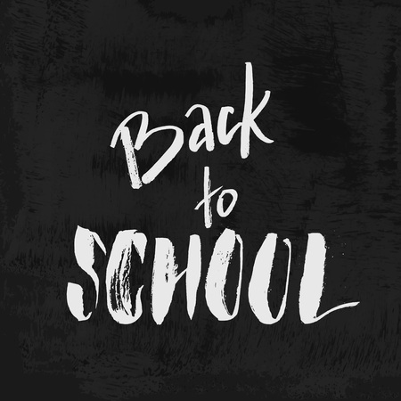 Welcome Back to School chalk lettering on the blackboard. Vintage Calligraphic Design Label On Chalkboard.のイラスト素材