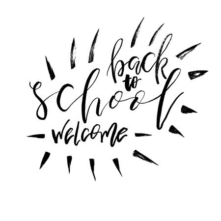 Welcome Back to School. Lettering text  isolated on white backgroundのイラスト素材