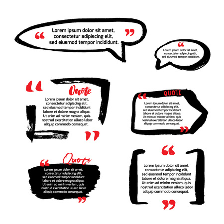 Quote blanks with text bubble with Commas. Vector Set of templates for note, message, comment. Hand Drawn with brush Dialog box.のイラスト素材