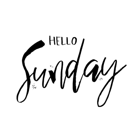 Hello Sunday. Funny morning handwritten lettering quote for calendars, posters, t-shirt, prints, cards, banners. Vector typographic element for your designのイラスト素材