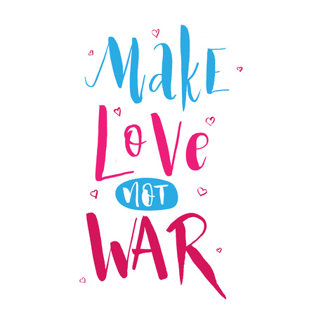 Make Love not War. Lettering hippie text retro sign about peace in the world. Vintage typography quote. vector illustration.のイラスト素材