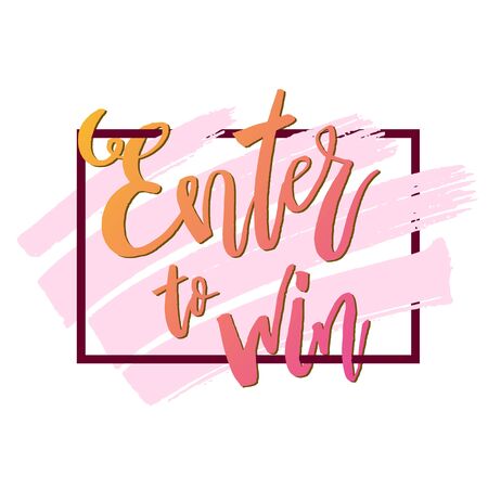 Giveaway enter to win modern poster template design for social media post or website banner with brush strokes. Free gift raffle, win prize and freebies. Vector illustrationのイラスト素材