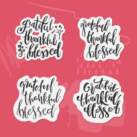 Grateful Thankful Blessed - Inspirational  Happy Ester holiday lettering quote for posters, t-shirt, prints, cards, banners. Christian god religious saying. Typographic vector slogan illustrationのイラスト素材