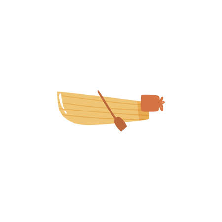Cute doodle sailboat in hand drawn style, design boat children nursery, room, clothes, map and textile cartoon vector illustration isolated on white. Colorful sketch outdoor yacht for printing.のイラスト素材