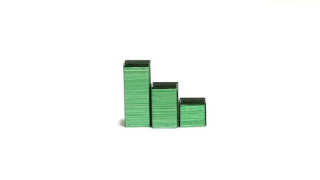 Staple pins on a white background.の写真素材