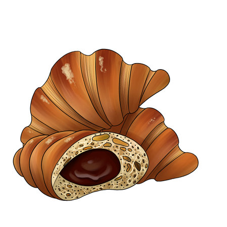 three tasty baked croissants graphicsの写真素材