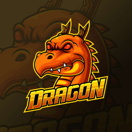 Yellow dragon head mascot e sport logo design of illustrationのイラスト素材