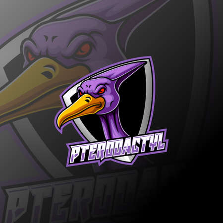 Pterodactyl e sport logo mascot design of illustrationのイラスト素材