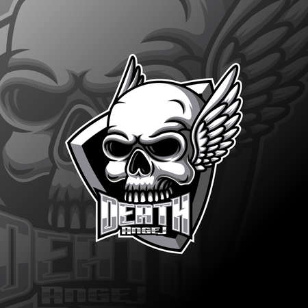 Demon head skull and wings of illustrationのイラスト素材