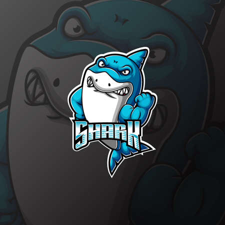 Shark E sport Mascot Logo For Gaming Team of illustrationのイラスト素材