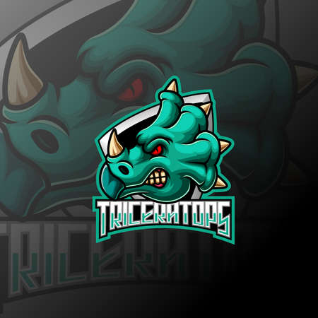 Triceratops mascot e sport logo design of illustrationのイラスト素材