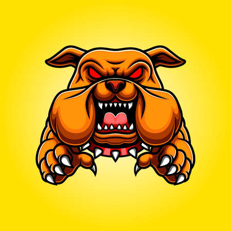 Angry Bulldog Mascot Body with Paws and Claws of illustrationのイラスト素材