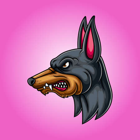 Angry head mascot of doberman of illustrationのイラスト素材