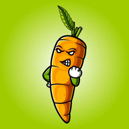 Angry carrot cartoon mascot of illustrationのイラスト素材