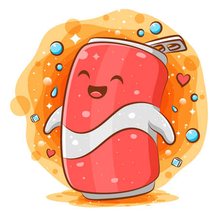 Cute Cola Can cartoon kawaii mascot character of illustrationのイラスト素材