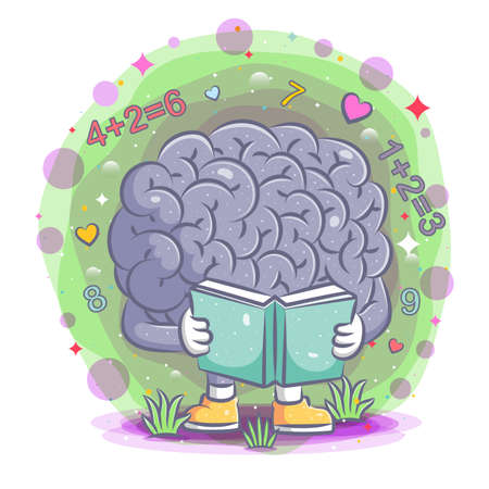 The gray brains reads the math book of illustrationのイラスト素材